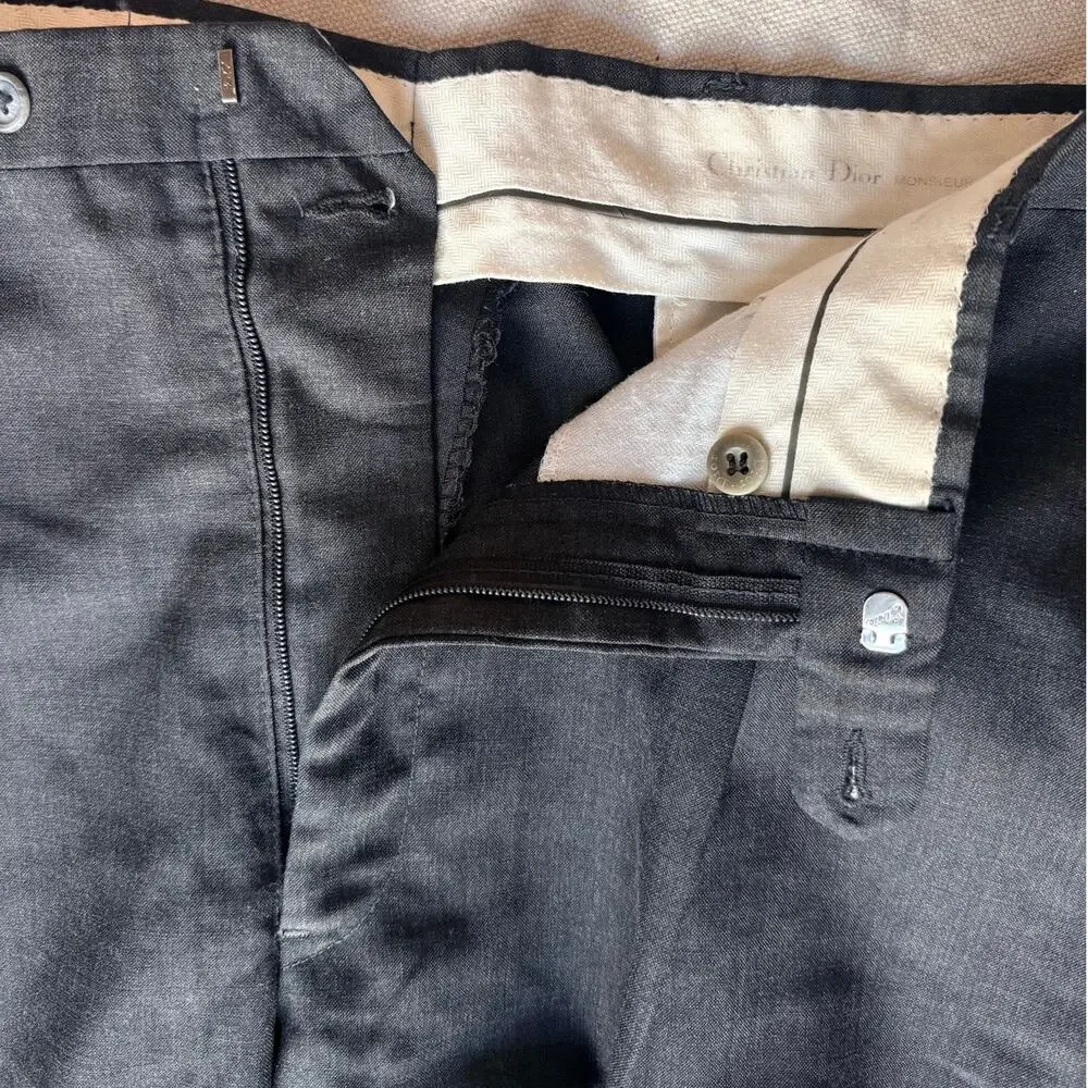 Vintage Christian Dior Monsieur Pants Men's 34X32 Pleated Gray Tailored in USA